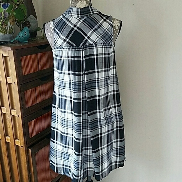 Black & white plaid shift shirt dress size XS New - Picture 4 of 8